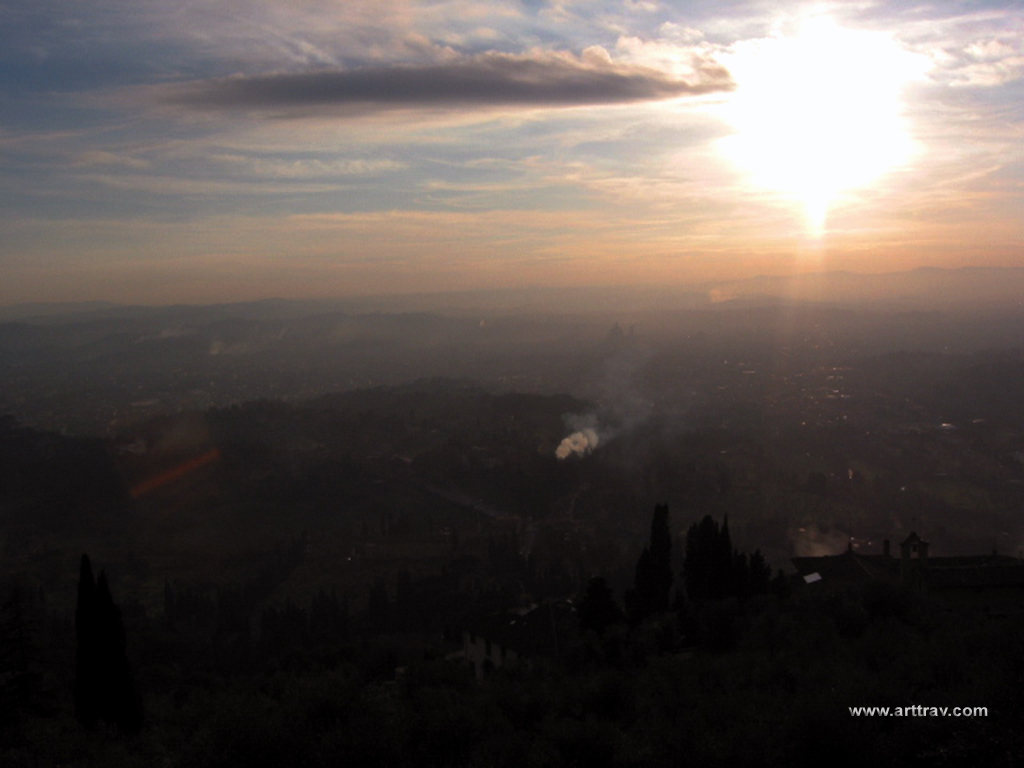  The view from Fiesole towards Florence at dusk in December.