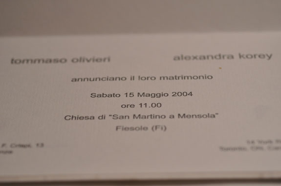 Tommaso and I's invitation inside Italian