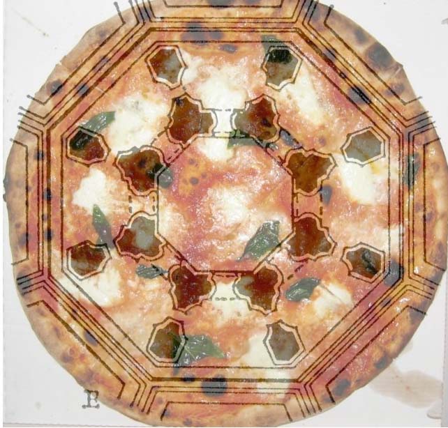 Pizza with floor plan of Brunelleschi's Dome