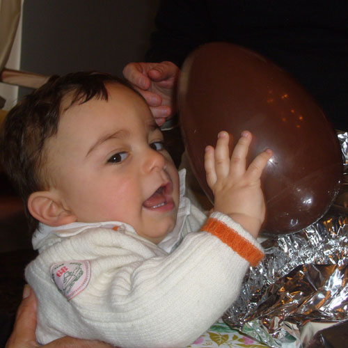 When the chocolate egg is bigger than the kid's head.
