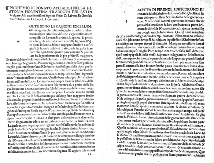 Leonardo Bruni, Historiae Florentini populi, printed by Bartolommeo dei Libri, 1492 - source: www.library.illinois.edu