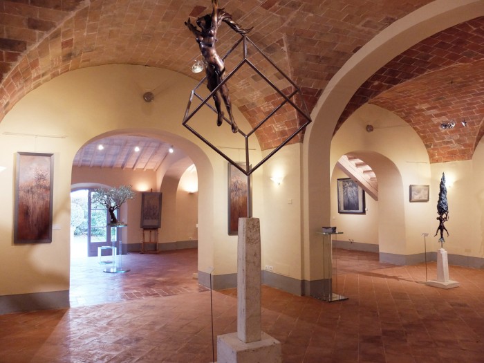 The art gallery at Borgo Pignano with works by some of the artists involved in this new cultural association