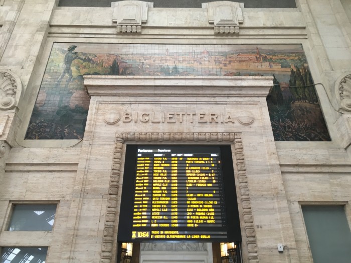 The departures board (in Milan's central station)