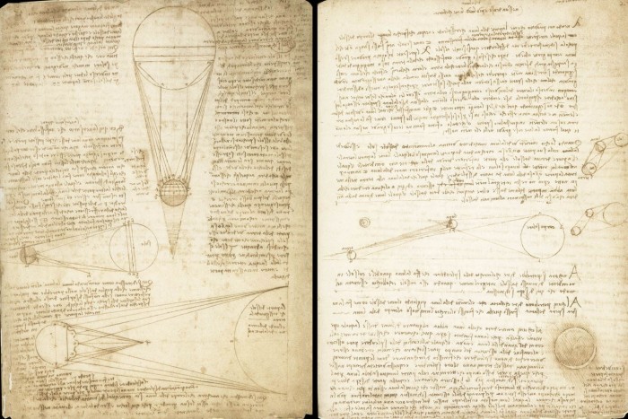 Leonardo da Vinci, Codex Leicester, 1r & 2r Courtesy Bill Gates/©bgC3